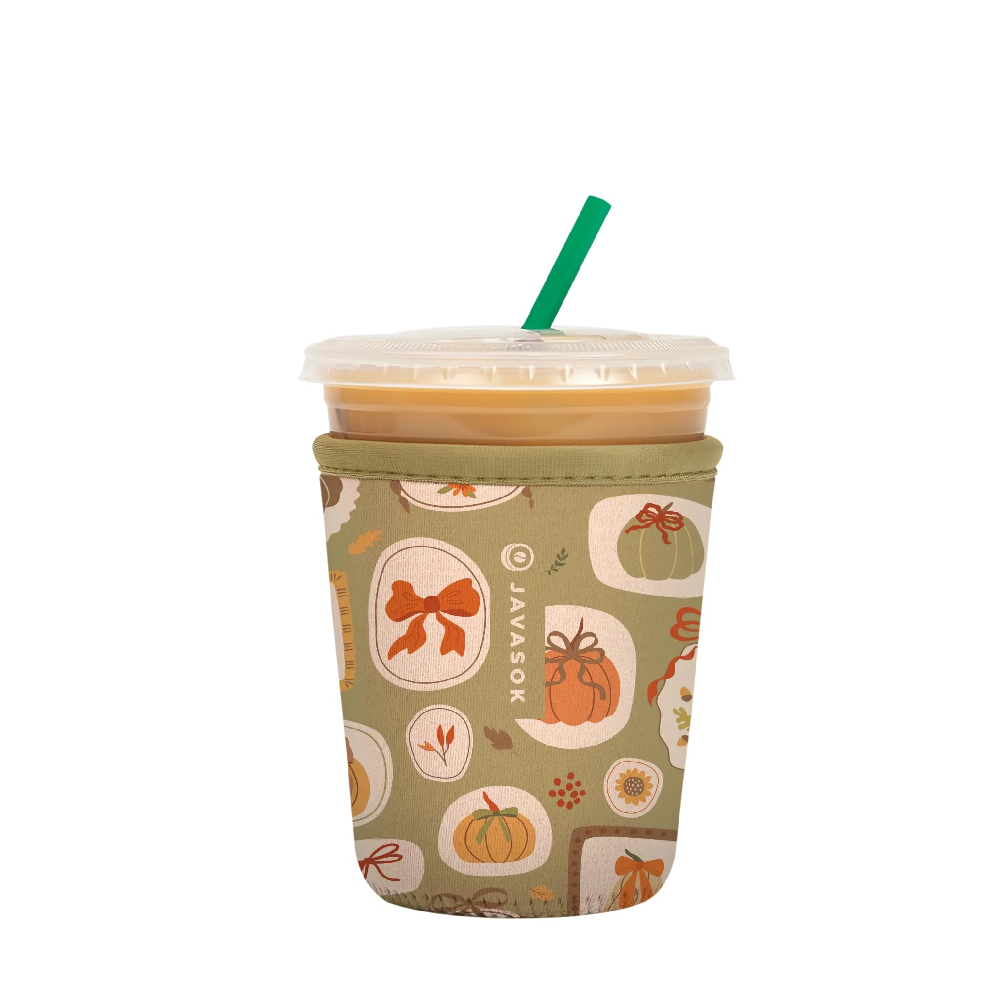 Sok It JavaSok Iced Coffee &amp; Cold Soda Insulated Neoprene Cup Sleeve (The Pumpkin Gallery, Small: 16-20oz)