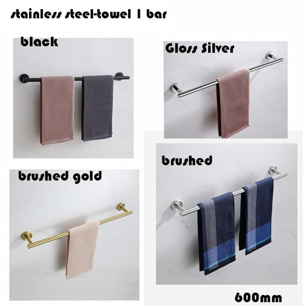 Juego de accesorios de baño de 4 piezas, kit de accesorios de baño de montaje en pared para decoración moderna de baño, incluye toallero, soporte para papel higiénico, gancho para bata y estante