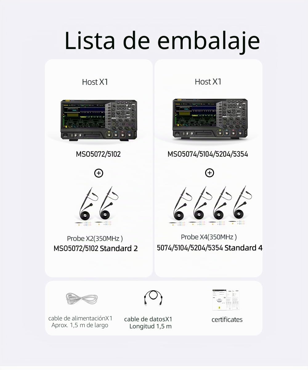 RIGOL MSO5104 Osciloscopio de señal mixta,100MHz,100Mpts,8GSa/s,4 canales analógicos,16 canales digitales, MSO5000-BND incluido