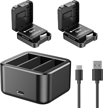 FirstPower Battery Charger Set for Insta360 Ace Pro 2, Ace Pro, Ace Camera | 2-Pack Battery, 1840mAh High Capacity, Triple Slot Charger, Compatible with Insta360 Ace/Ace Pro/Ace Pro 2 Camera