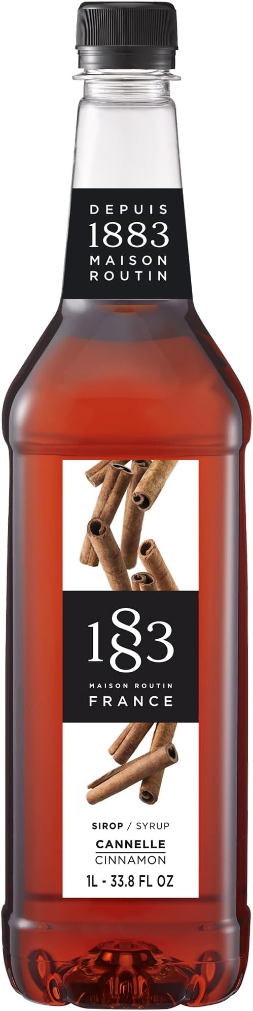 1883 Maison Routin Premium Cinnamon Syrup – Spiced Coffee Syrup for Lattes, Cocktails & Desserts, Vegan-Friendly, No Artificial Colours, 1L PET Bottle