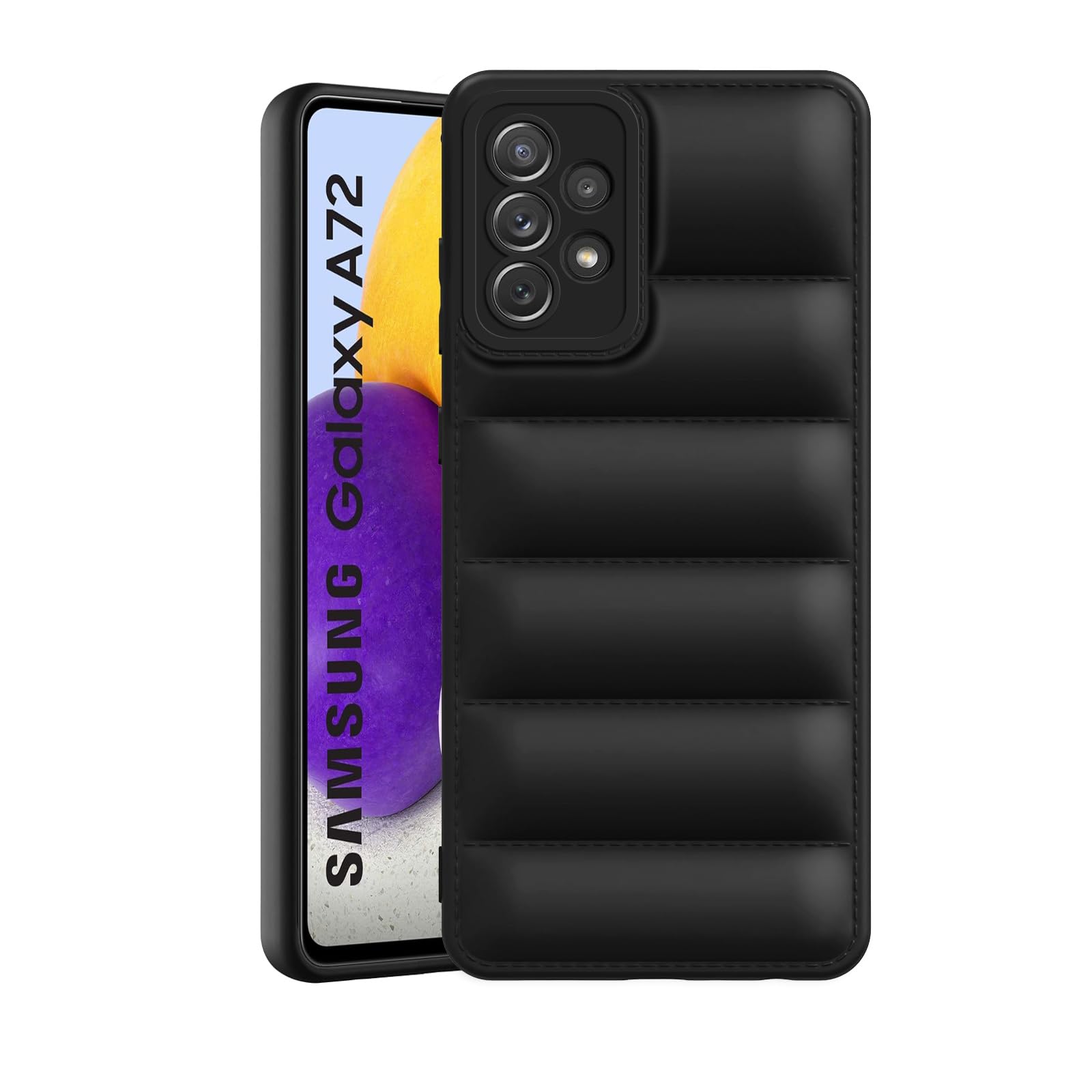 Plus Puffer Case Camera Protection Soft Back Cover for Samsung Galaxy A72 - Black (B0D2RQ5L26) Amazon Price History, Amazon Price Tracker