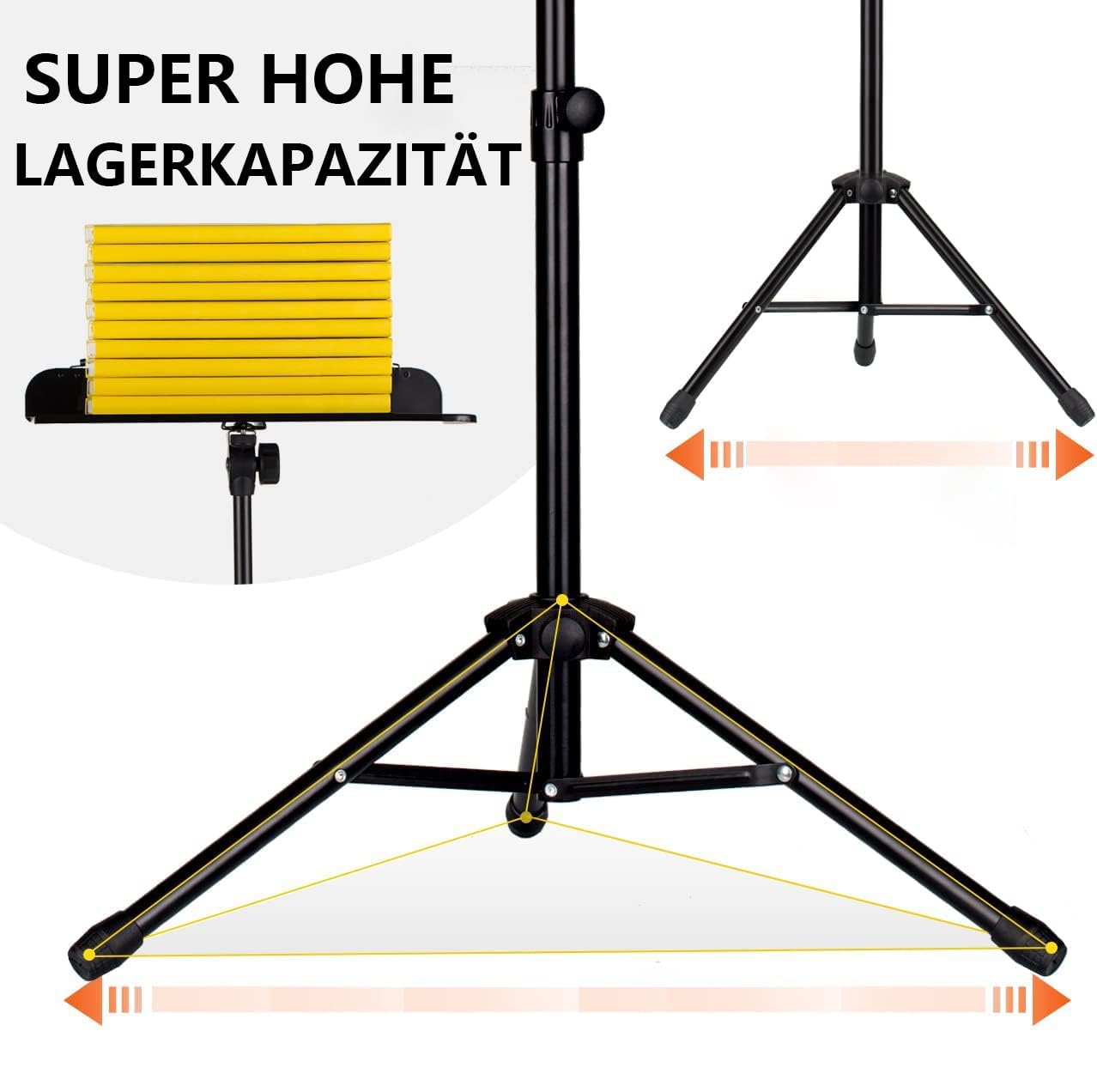 Pupitre de partition professionnel pliable robuste en métal avec plateau perforé, réglable en hauteur et pliable, avec sac de transport, idéal pour les spectacles de groupe et les répétitions
