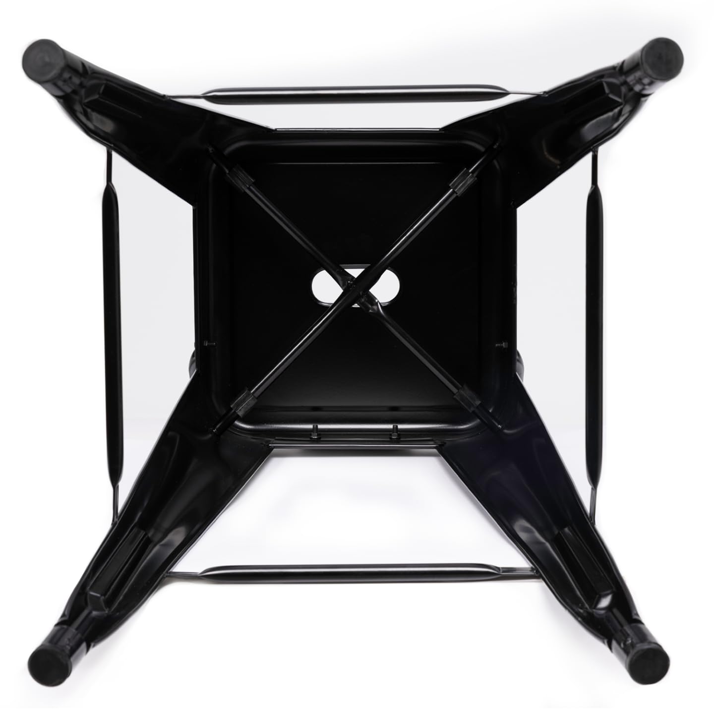 IDMarket - Set di 4 sgabelli da bar LENY in metallo nero opaco impilabili con schienale