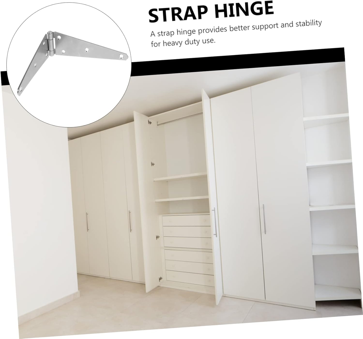 2pcs Heavy Duty Gate Hinges Brushed Strap Hinges for Barn Doors Sliding Gate Hardware