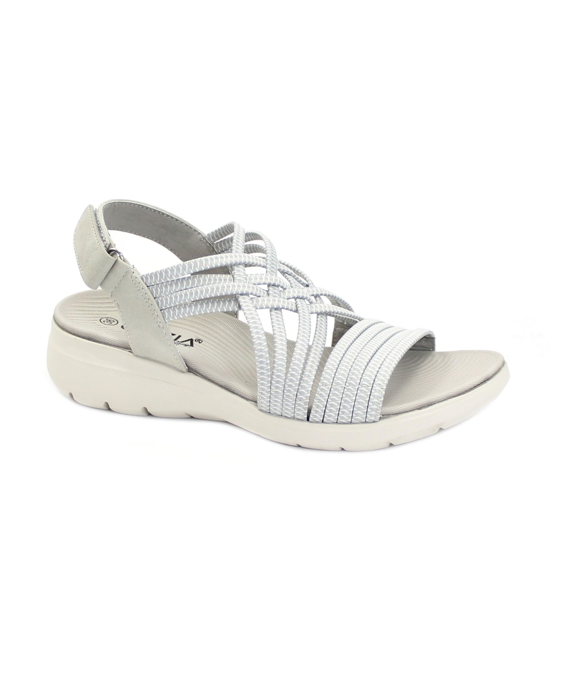 Sandales compensées grises Cinzia Soft tissu déchirable ajustement facile 38 - 2