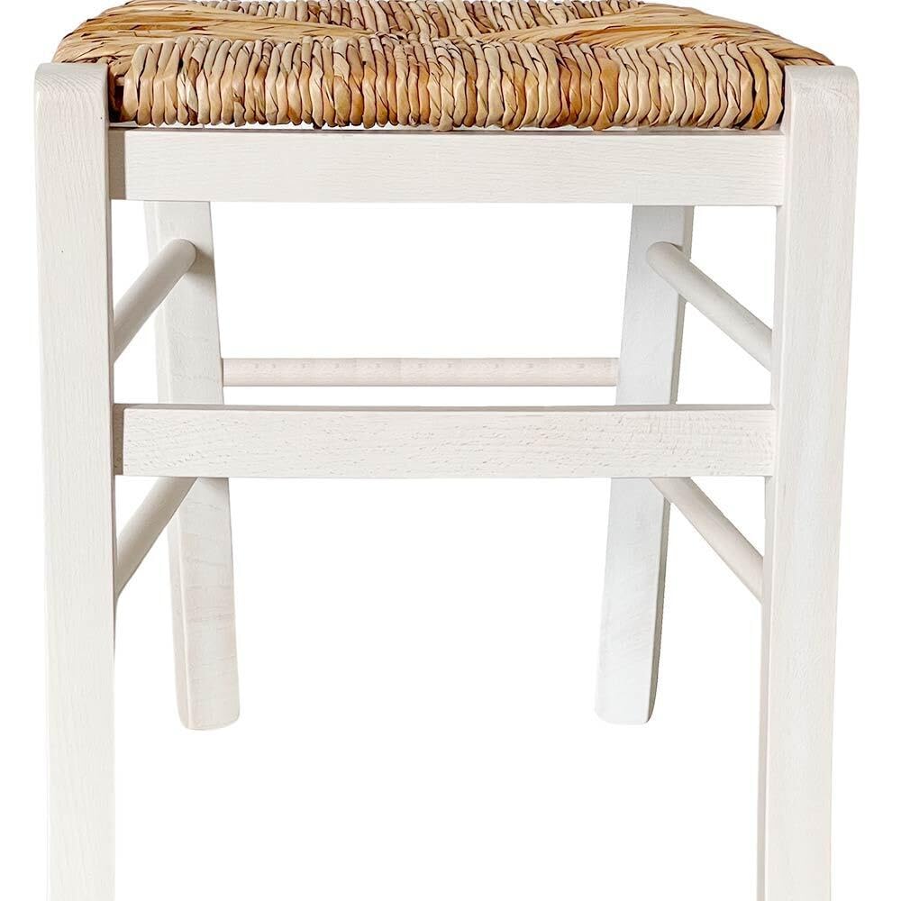 OKAFFAREFATTO MADDALONI Chaise Venezia en bois blanc, assise en paille de riz