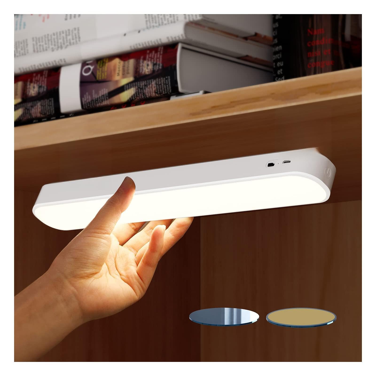 Under Cabinet Lights, LED Closet Light, Under Counter Closet Lighting, Wireless USB Rechargeable Kitchen Night Lights, Battery Powered Operated Light, Under Counter Light for Stairs Hallway Sink
