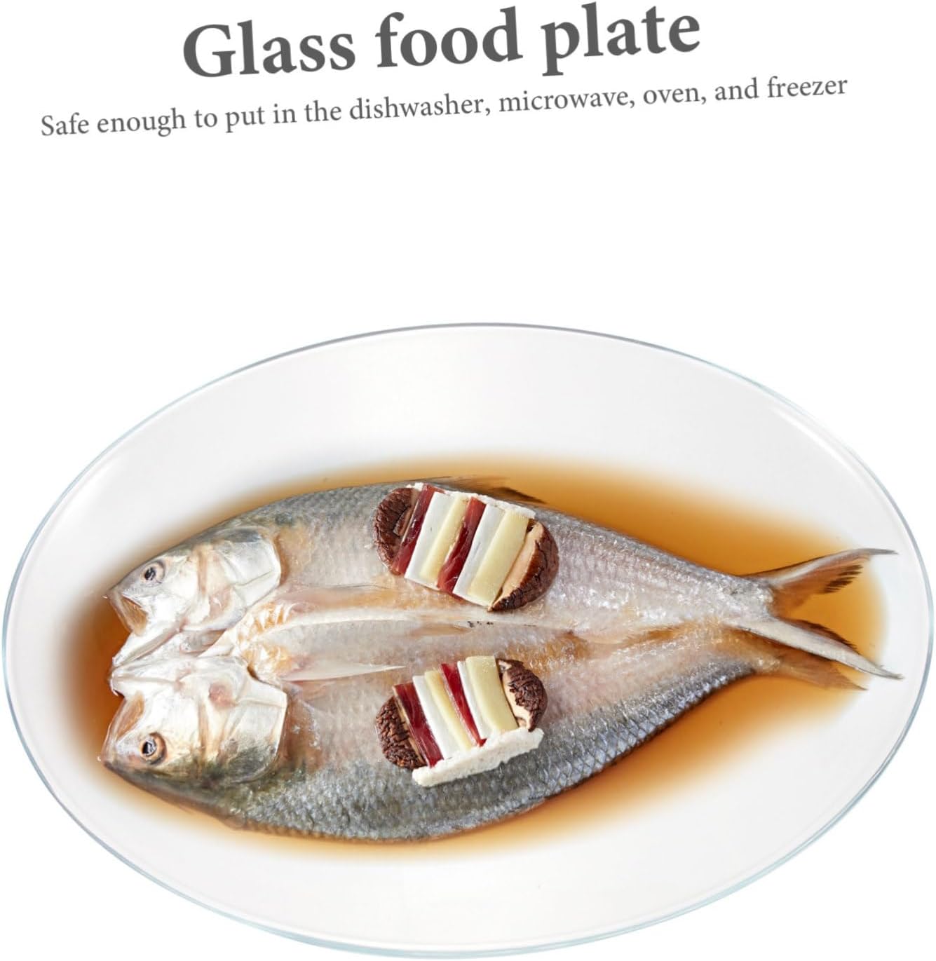 Large Oval Tempered Glass Steaming Dish High-Temperature Resistant Serving Platter for Steamed Fish Microwave Oven Safe for Family Gatherings and Dinner Parties