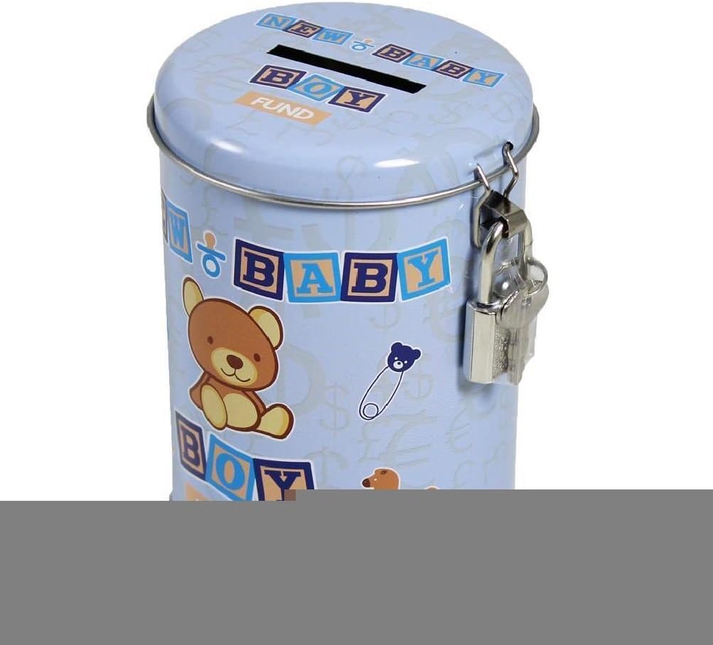 Saving Fund Lockable Money Tin Box - Baby Shower - New Baby Boy