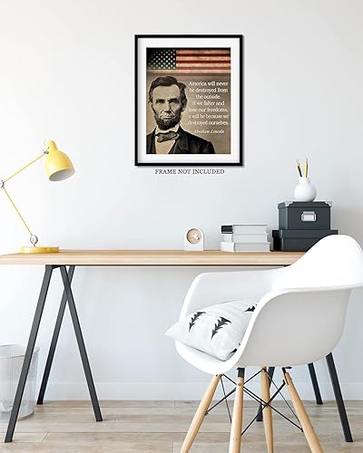 Miniatura 8 de Govivo Cita histórica de Abraham Lincoln - Impresión artística de decoración de pared del presidente patriótico estadounidense - ilustraciones sin