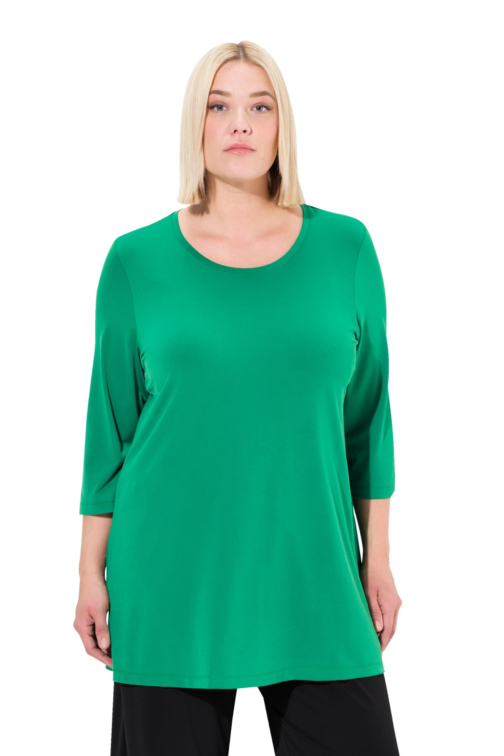 Ulla Popken Damen große Größen Übergrößen Plus Size Longshirt, A-Linie, Rundhalsausschnitt 837340