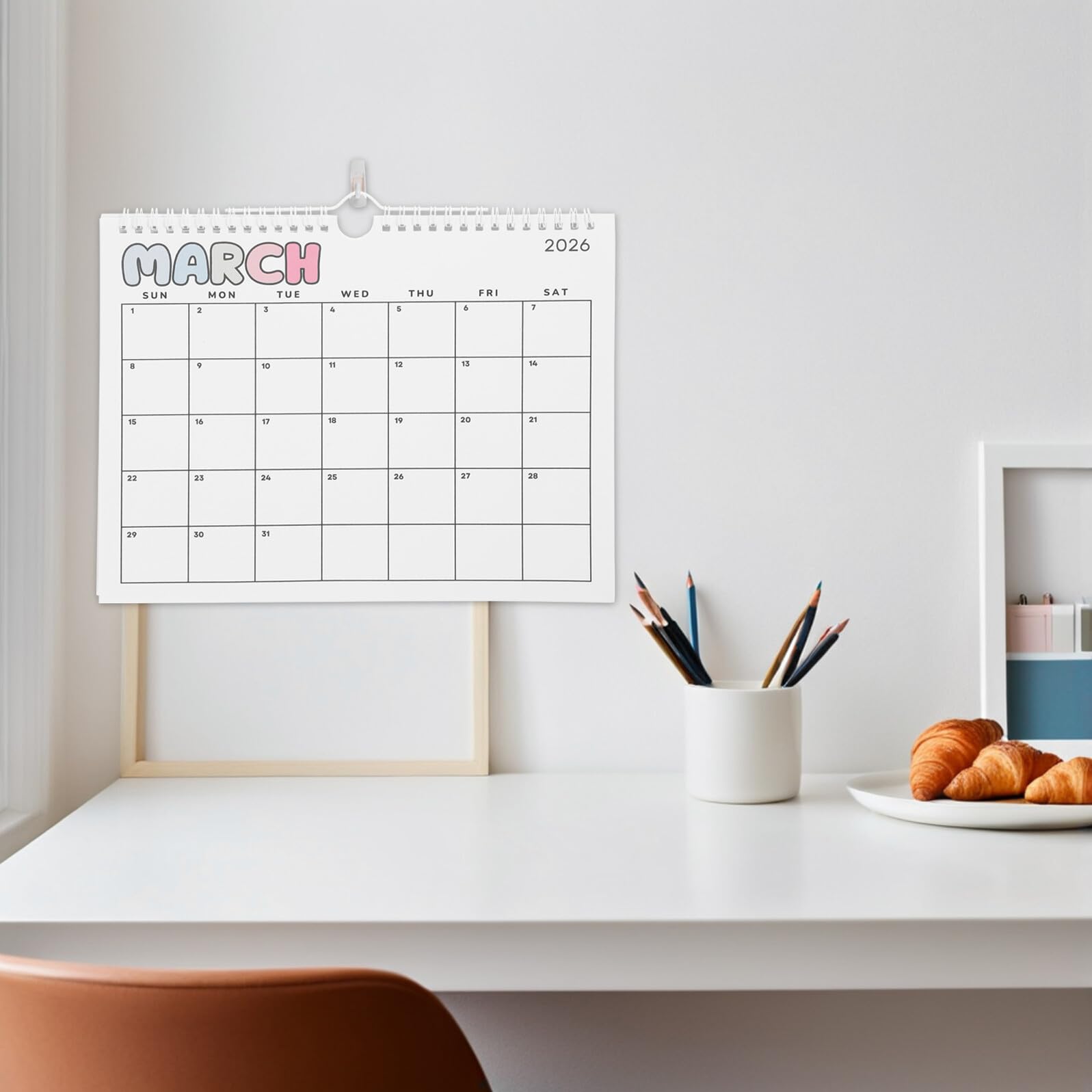 5 Stück Wandkalender 2026 Großer Monatskalender mit Spiralbindung Hängender Planer für Büro und Zuhause Papierkalender zur Termin und Jahresplanung