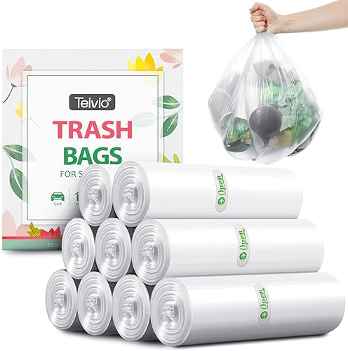 Teivio - Bolsas de basura fuertes de 2 galones, 90 unidades, bolsas de basura para baño, bolsas de plástico pequeñas para el hogar, oficina, cocina,