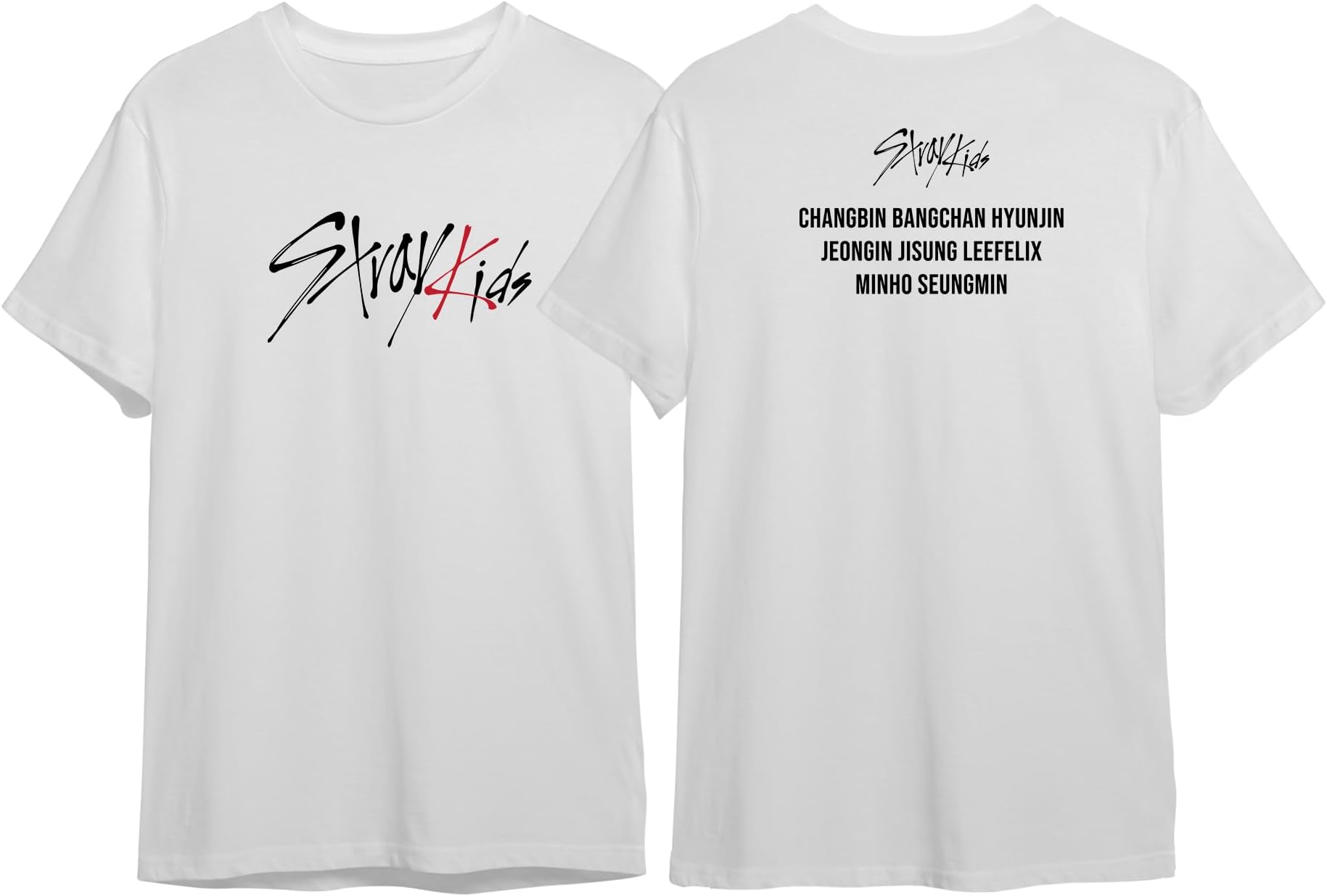 The Korhean Store K-Pop StrayKids Names Black Regular T-Shirt for Men & Women
