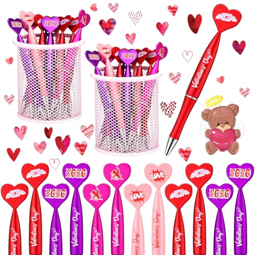 Set de 72 bolígrafos de gel negro con forma de corazón para San Valentín miniatura 1