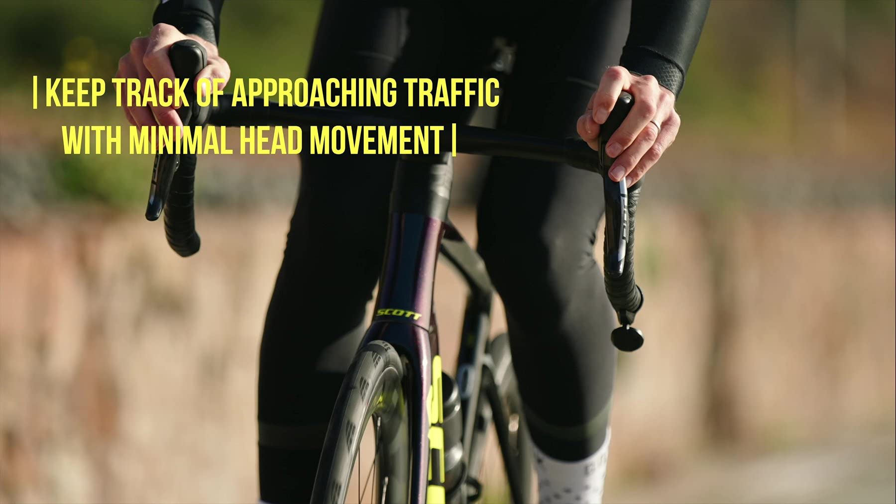 THE BEAM - SPECCHIETTO RETROVISORE PER BICICLETTE DA CORSA - Specchio da manubrio retrattile - Lente convessa con rotazione a 360 gradi