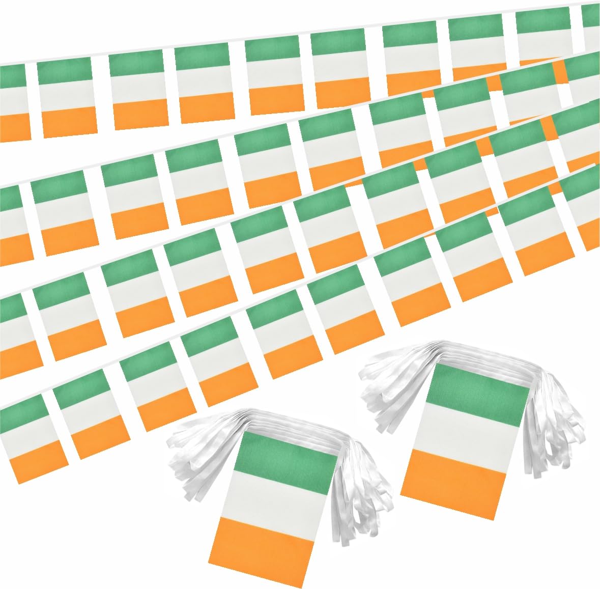 2 Pack Ireland Flag Banner String Small Mini 66 Feet 60 Pcs Irish Hanging Flags St Patrick's Day Decoration