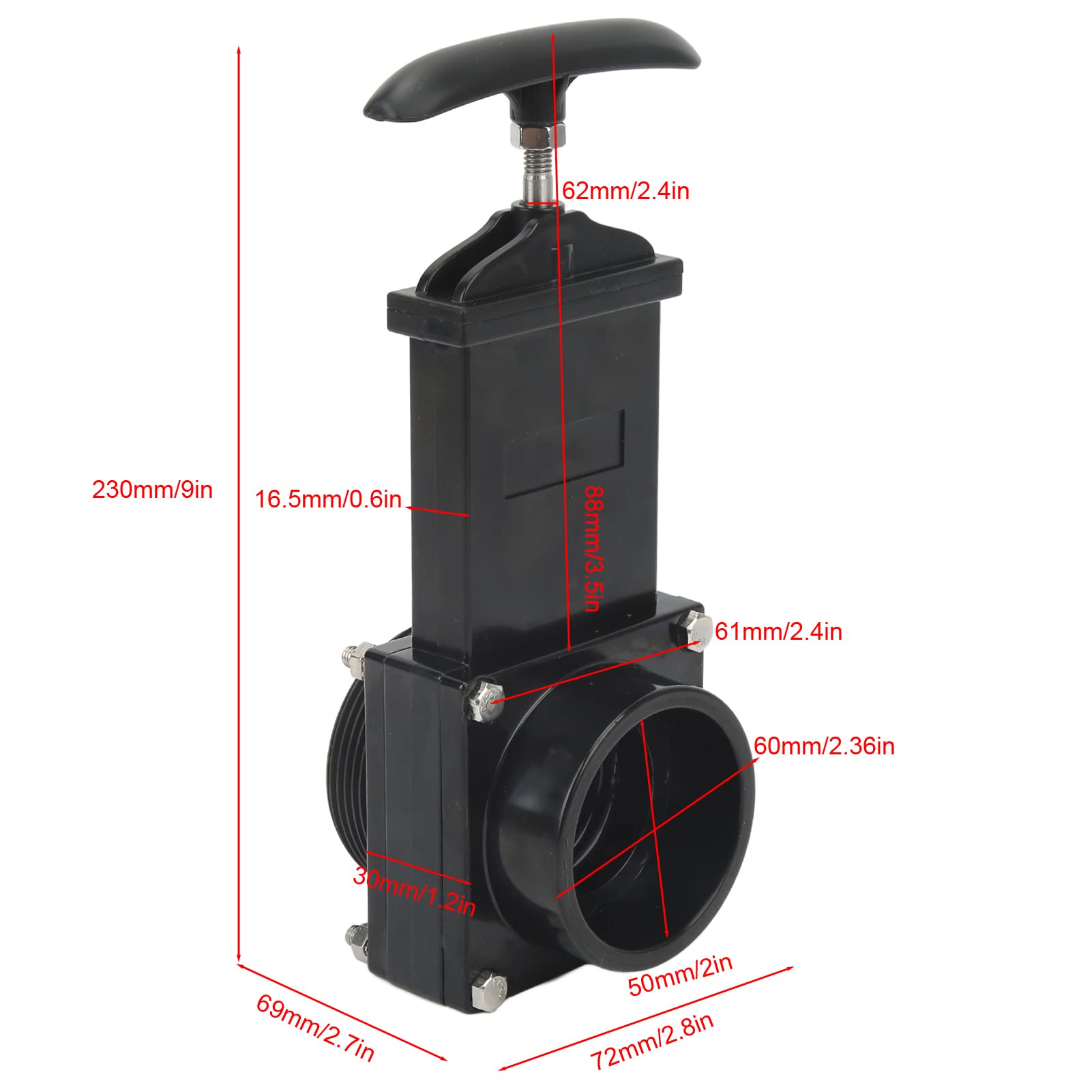 Válvula de Drenaje de RV Válvula de Drenaje de Residuos Válvula de ABS Resistencia Al Desgaste para Tanque de Agua de Caravana 50 Mm ID Válvula de Alcantarillado de Residuos RV