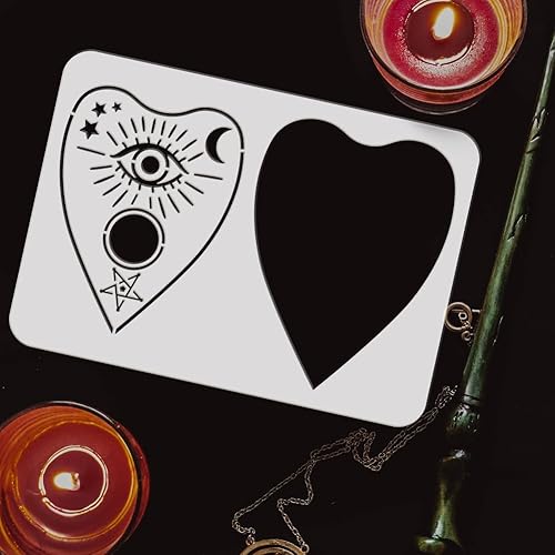Miniatura 3 de FINGERINSPIRE Ouija - Plantilla de pintura para tablero de 8.3 x 11.7 pulgadas, plantilla de dibujo de ojos en capas grandes, plantilla de plástico