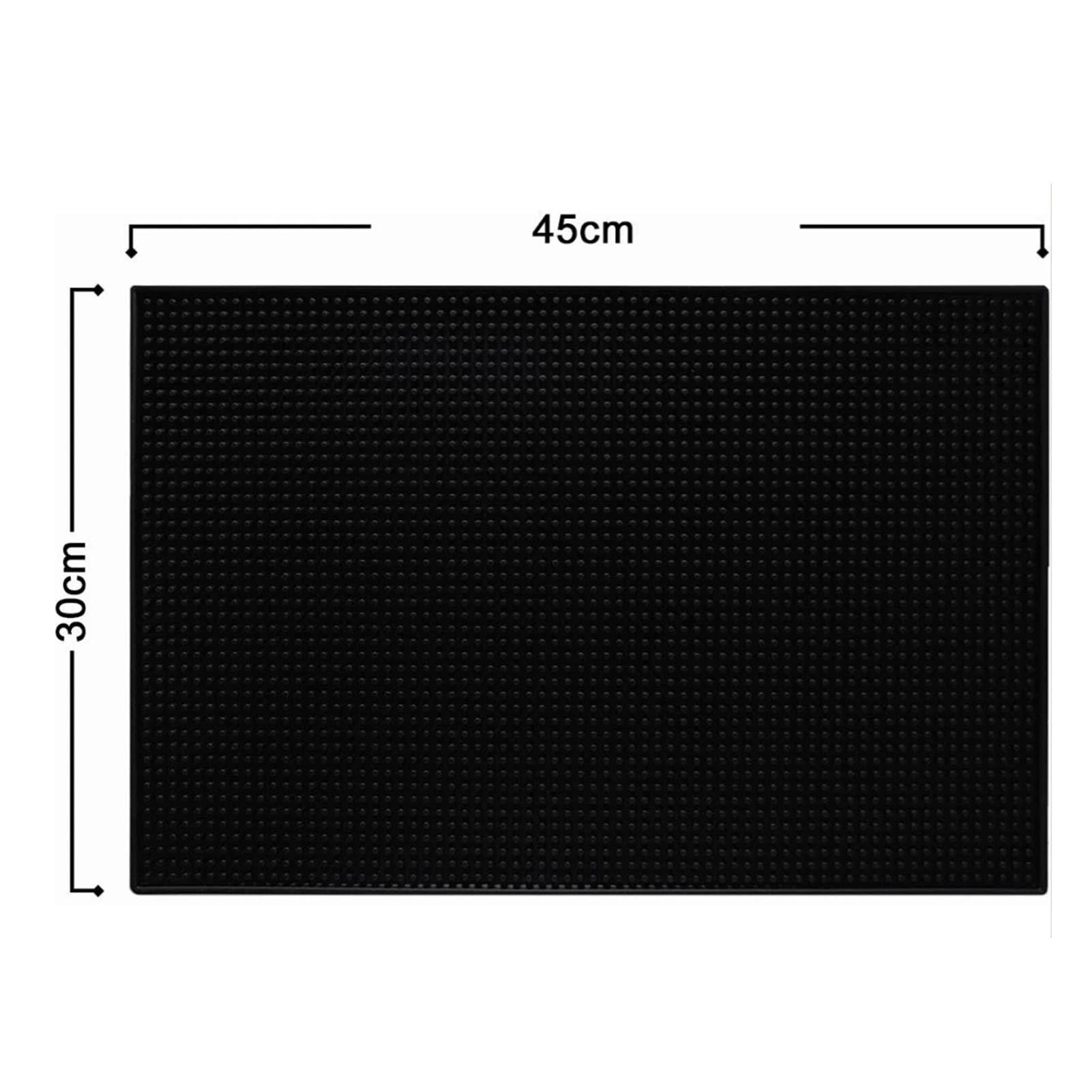 2 alfombrillas de barra de 17.7 x 11.8 pulgadas para encimera, tapete de PVC negro, tapete de derrames para encimera de bar, resistente al agua, aislante del calor, tapete de servicio de bar