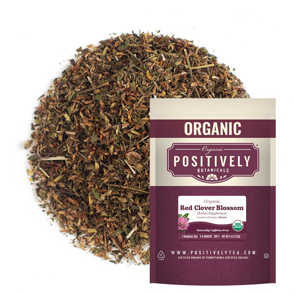 Organic Positively Botanicals Company, Red Clover Blossoms, Herbal Tea Loose Leaf Botanical, 4 Ounce
