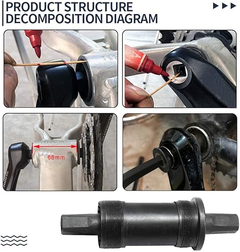 Miniatura 39 de Soporte inferior para bicicleta de montaña Soporte inferior cónico cuadrado Bicicletas 2.677 in Reemplazo para Shimano Tourney Serie TX800