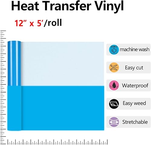 Miniatura 3 de HTVVETUR Rollo de vinilo de transferencia de calor HTV que brilla en la oscuridad, 12 pulgadas por 5 pies, para planchar en camisetas, vinilo