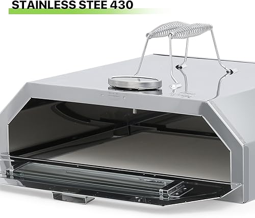 Miniatura 7 de Magshion Horno de pizza de 11 pulgadas para parrilla, horno de pizza superior con cáscara de pizza y piedra, máquina de pizza portátil al aire libre