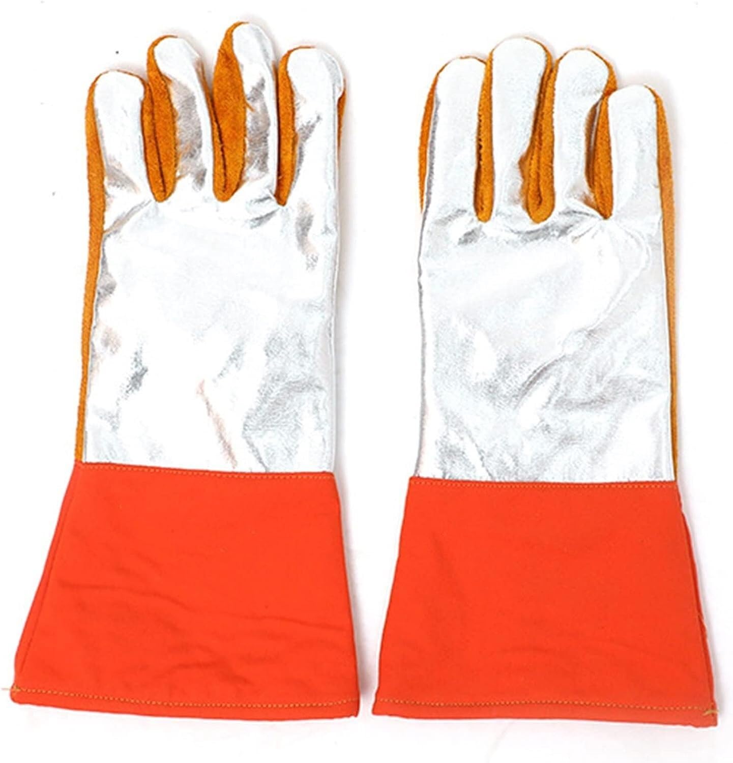 Gartenhandschuhe, schnittfeste Handschuhe, feuerfeste Handschuhe, Isolierhandschuhe aus Aluminiumfolie, hochtemperaturbeständige Handschuhe for Metallurgie, Schweißen, Ofen, Kamin, Herd, Topflappen