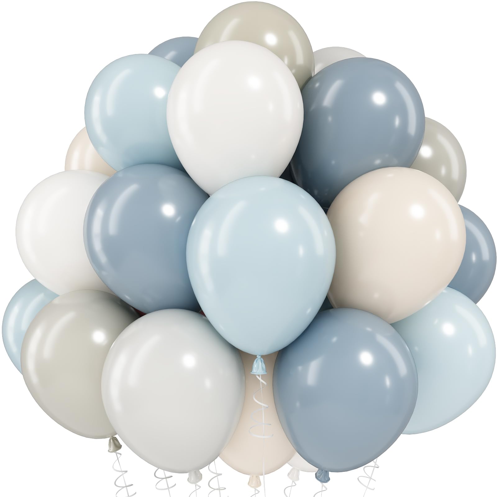 Dusty Blue Balloons, 60 PCS 12 Inch Fog Slate Pastel Blue White Sand Cream Beige Gray Latex Balloon for Baby Boy Shower Bridal Shower Wedding Bachelorette Gender Reveal Birthday Party Decorations