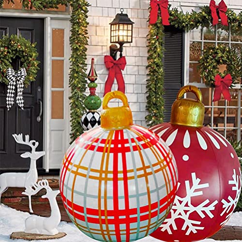 Enfeites de bola inflável de Natal de 60 cm, enfeites de bola infláveis de Natal gigantes, bolas de