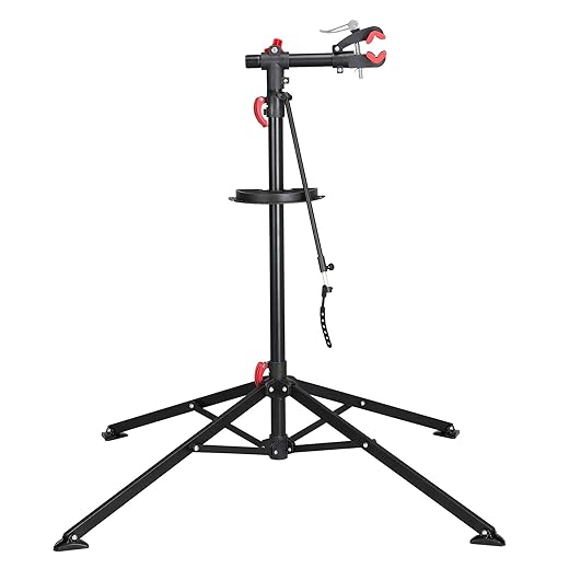 Yaheetech Bike Repair Stand - Height Adjustable Bicycle Workshop Stand with Tool Tray for Road & Mountain Bikes, Red/Blue