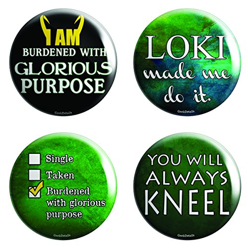 Geek Details Loki Themed Pinback Button (4 Pack Loki Minis)
