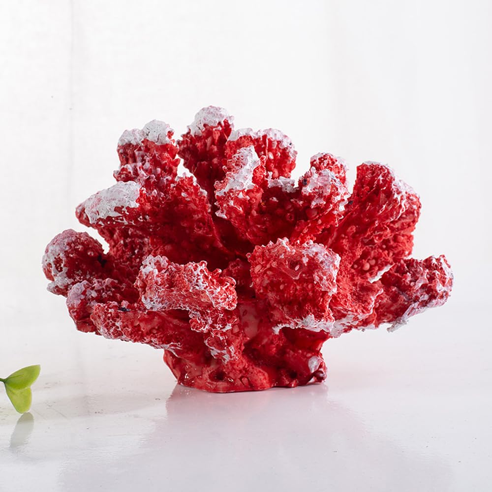 VGUEMVGW Artificial Aquarium Ornament Plastic Aquarium Ornament Landscape Cave Resin Coral Jellyfish Decoration (Red Coral)