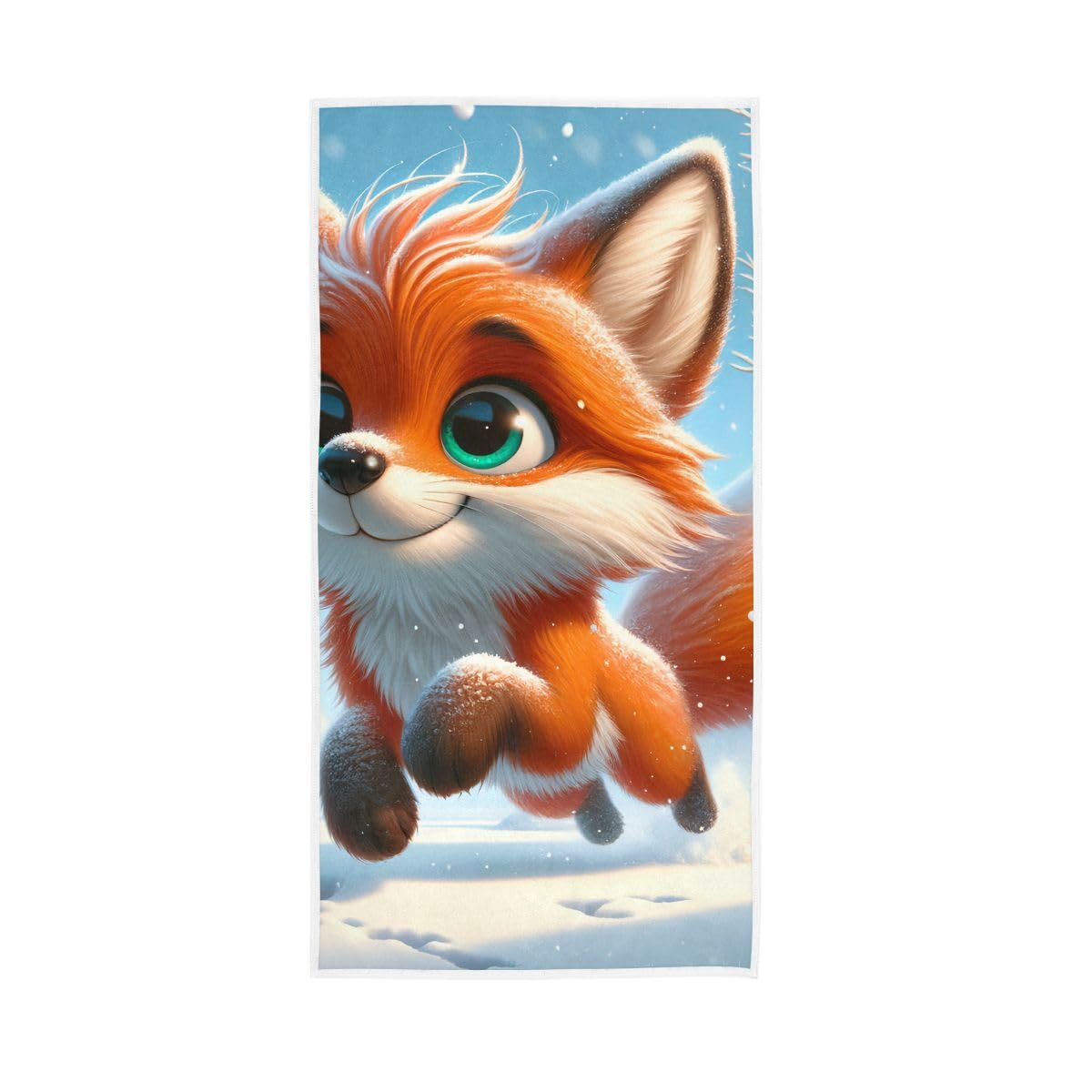 LSRCPD Winter Orange Cute Fox Hand Towel, Hand Towels and Washcloths for Bathroom 15 x 30 Inches