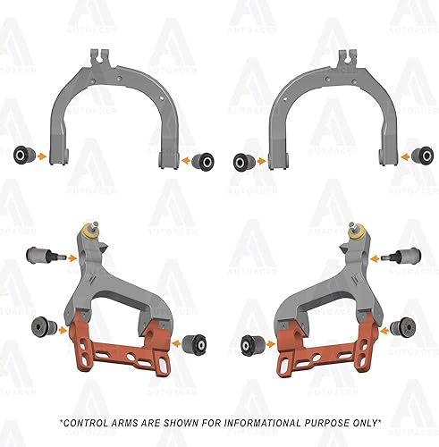 Miniatura 2 de Kit completo de bujes de brazo de control delantero superior e inferior de 10 piezas izquierda derecha para RAINIER 2004-2007, TRAILBLAZER