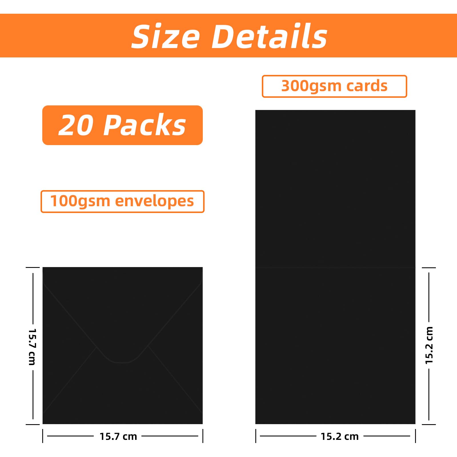 20 Pack 6x6 inch Black Blank Greeting Cards and Envelopes - Image 2
