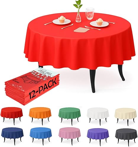 Miniatura 9 de Craft And Party Paquete de 12 manteles de plástico rojo – manteles desechables de 54 x 108 pulgadas para mesas rectangulares, resistentes y Rojo