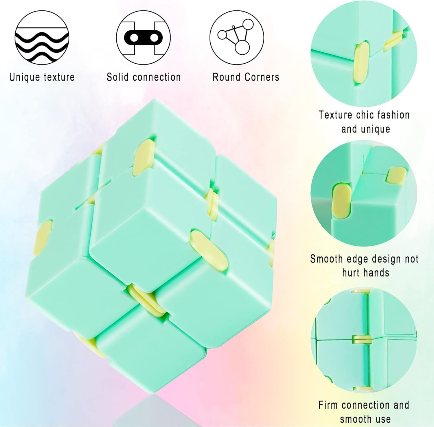 ZELVO Flip, Turn and Spin Mini Infinity Cube Toy for Kids, Teens and Adults | Stress and Anxiety Relief | Featherlight Fidget Sensory Tool | Long Hours Play Toy 3
