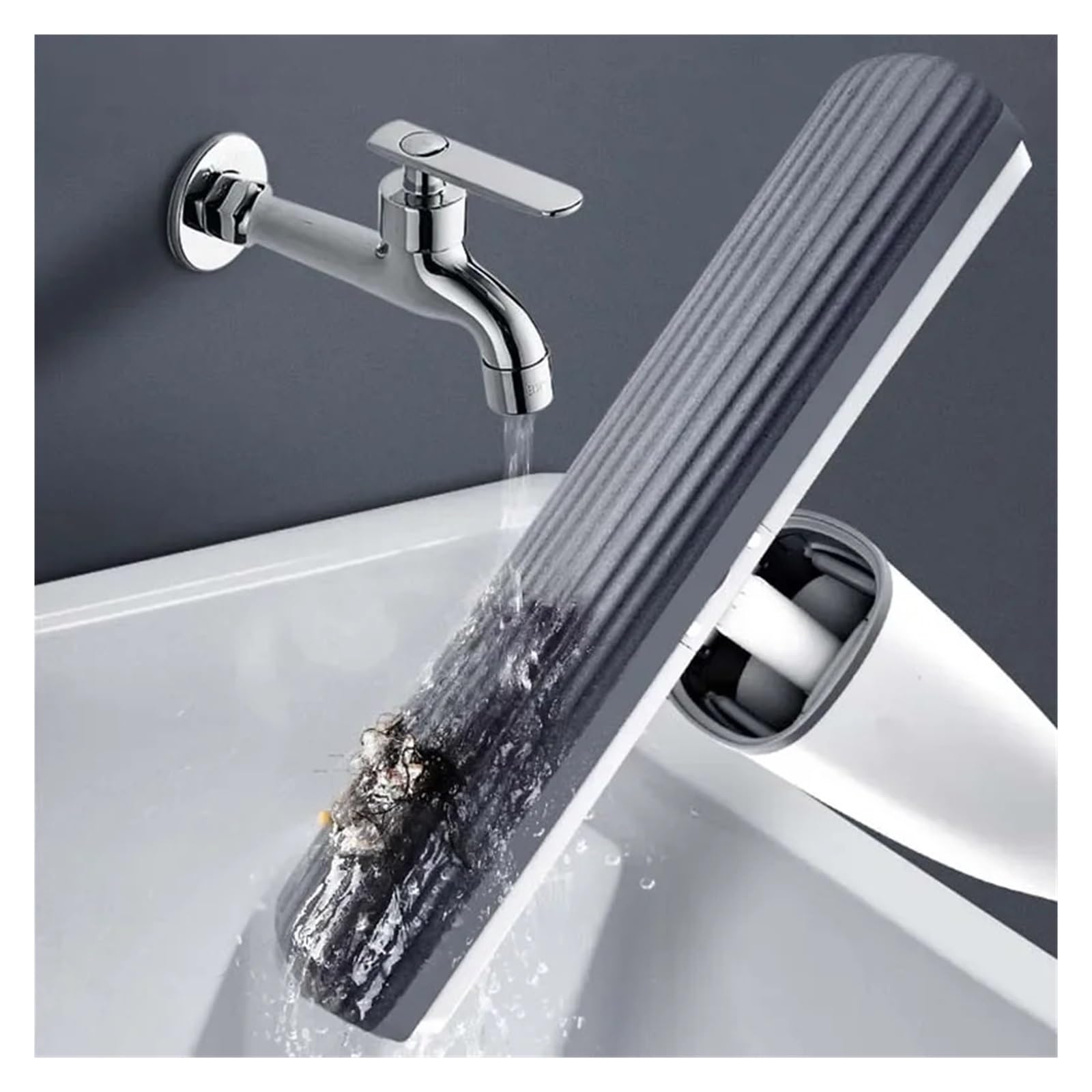 Fregona automática autoescurrible con Cabezales de Esponja de PVA, Lavado a Mano Gratuito, autoescurrible for la Limpieza del Suelo del Dormitorio.(Mop with 2 Head)