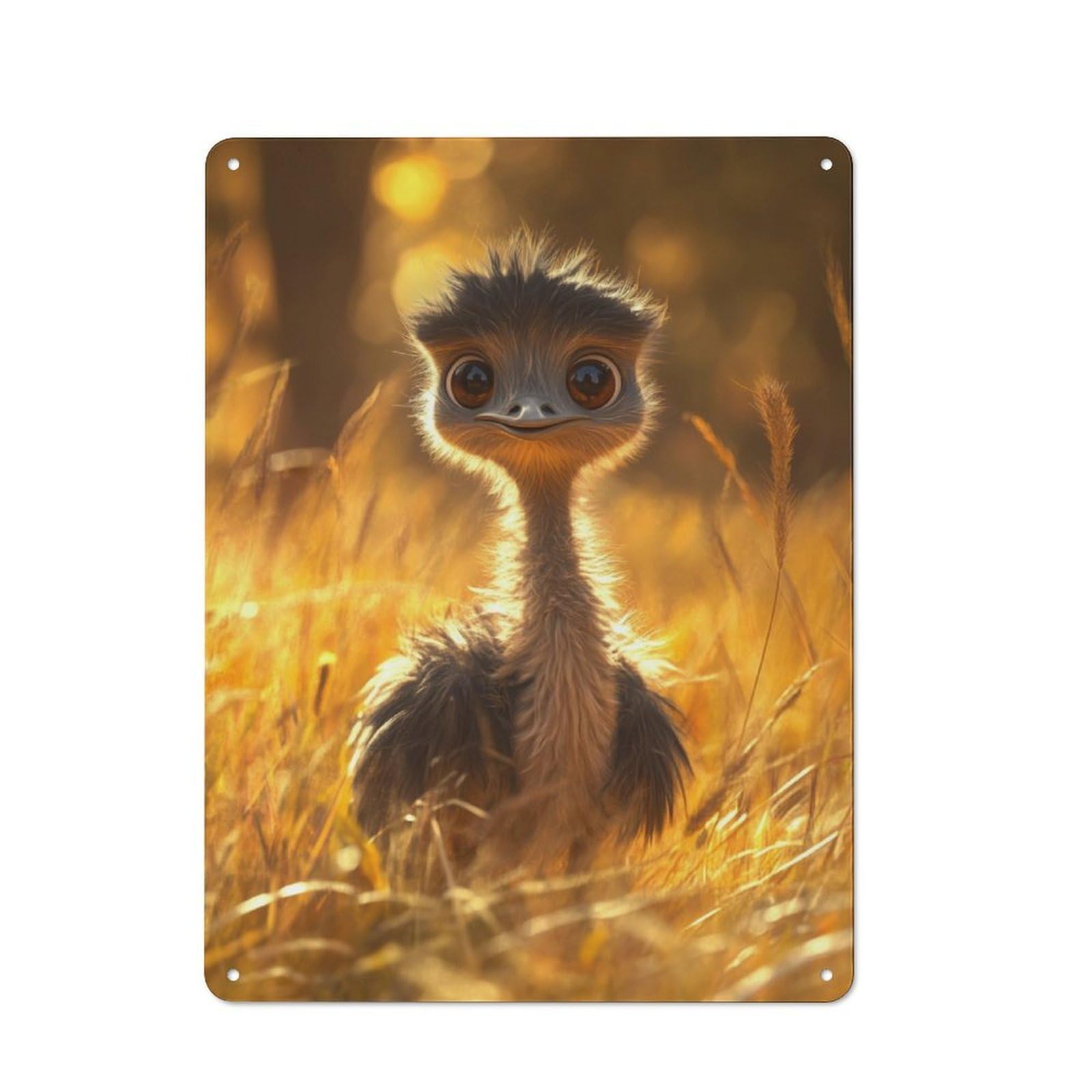 Junmoney Cute Ostrich Chick Tin Sign 40X30cm With For Home Bar Wall, Retro Decor, Suited To Home Bar Decor Fans