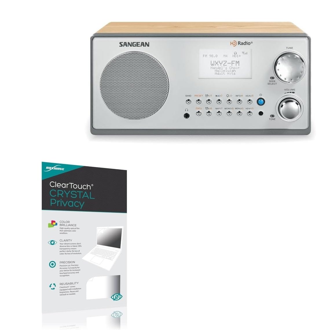 BoxWave Screen Protector Compatible with Sangean HDR-18 - ClearTouch Crystal Privacy (2-Pack), Privacy Screen Protector Flexible Film Clear