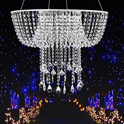 GUANG Chandelier Cake Stand, Clear Crystal Drape Suspended Cake Stand Hanging Cake Swing for Wedding Birthday Party Decor(Dia. 80cm)