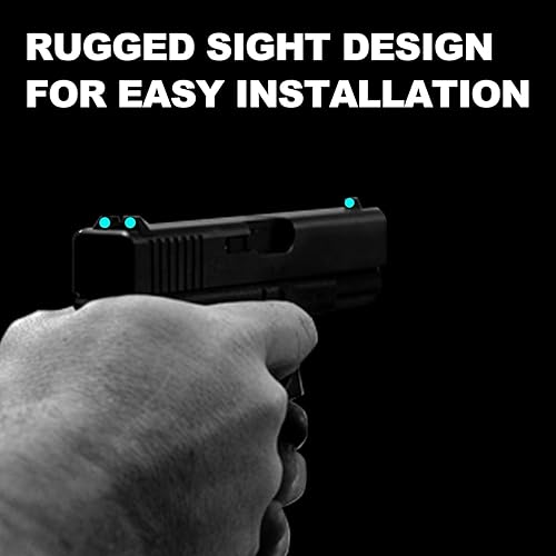 Miniatura 2 de Miras nocturnas adecuadas para pistola Glock 17, 17l, 19, 22, 23, 24, 26, 27, 33, 34, 35, 38 y 39, mira delantera y trasera para pistola que brillan