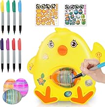 Wishstar Osterei Dekorationsset,Osterei Maschine mit Spinner,Eiermalmaschine Enthalten 8 Farben Marker Stiftes,3 Eier & 2 Aufkleber,Ostern,Kindertag Happy DIY Geschenke für Kinder