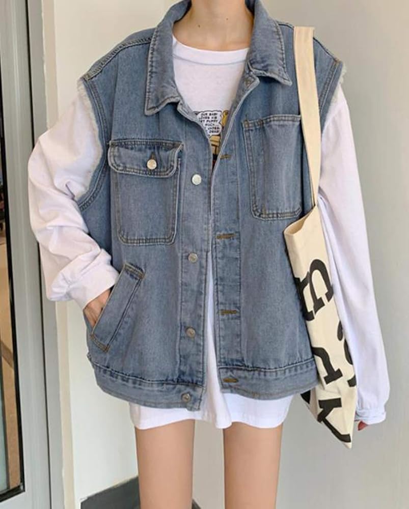 Amazon | [AOZUO] デニムベスト レディース 春夏 ジャケット