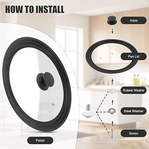 Miniatura 7 de Tapa universal para ollas y sartenes, cubierta de sartén para utensilios de cocina de 11 pulgadas, 12 pulgadas, 12.5 pulgadas de diámetro, tapa de