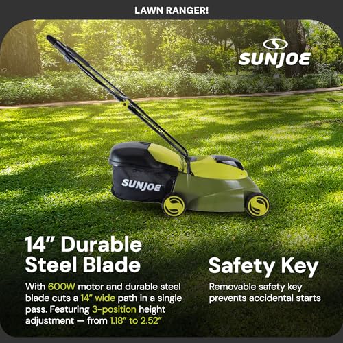 Sun Joe 24V-MJ14C 24-Volt IONMAX Cordless Push Lawn Mower Kit, 14-inch, W/ 4.0-Ah Battery + Charger