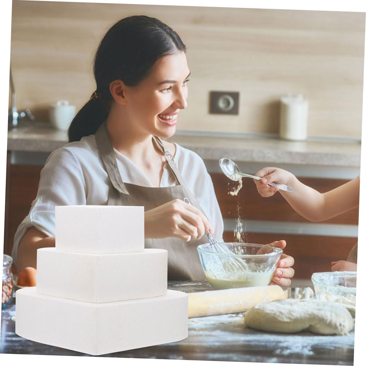 Alipis 2pièces Modèle De Gâteau Cœur Lot de Dummies Réutilisables Mousse pour Pratique De Décoration De Gâteaux Accessoire De Mariage Et Fête De Haut De Hauteur